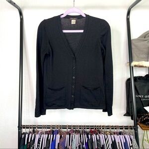 Vintage Henri Bendel Classics 100% Extra Fine Italian Merino Wool Black Cardigan